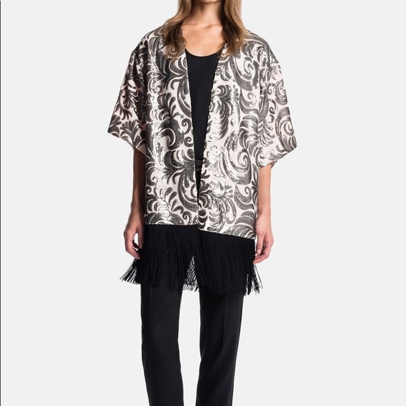 1.STATE - Fringe Trim Sequin Kimono - S - Picture 2 of 7
